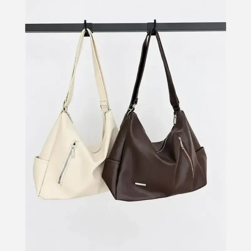 کیف زنانه دو کاره کوله پشتی و دوشی جادار رنگ شکلاتی کرم