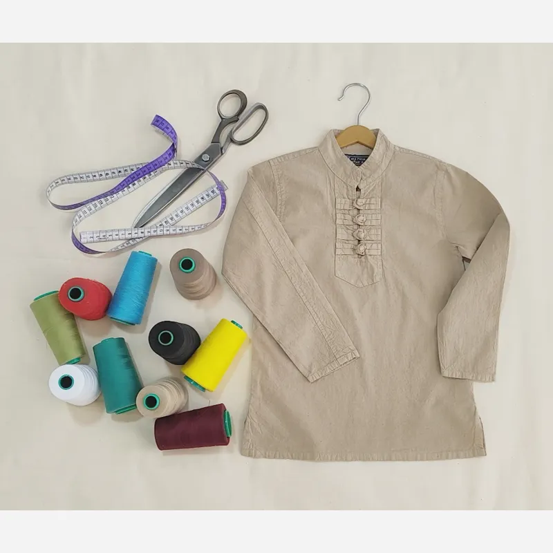 پیراهن الیاف طبیعی گره ای نوجوان مدل آرتین خاکی