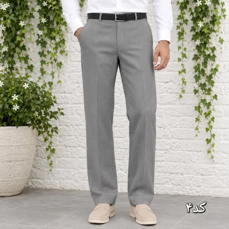 شلوار پارچه ای مردانه راسته کلاسیک نخی پارچه f رنگ ثابت سایز 42 تا 54